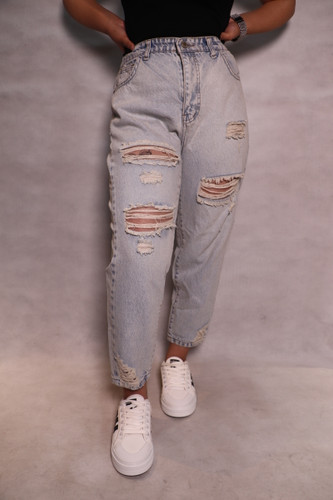 شلوار مام استایل زاپ دار