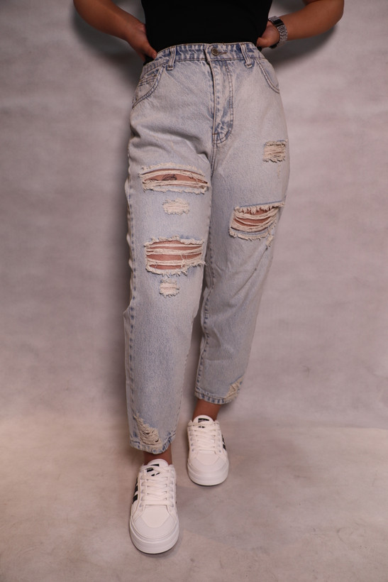 شلوار مام استایل زاپ دار