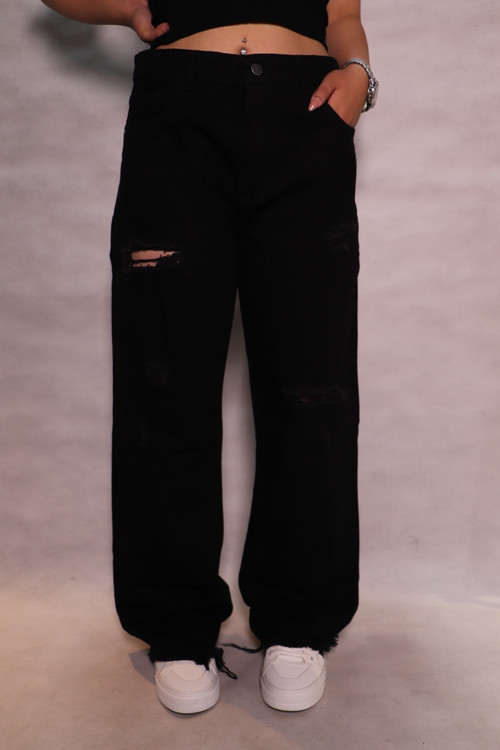 شلوار بگ مشکی زاپ دار